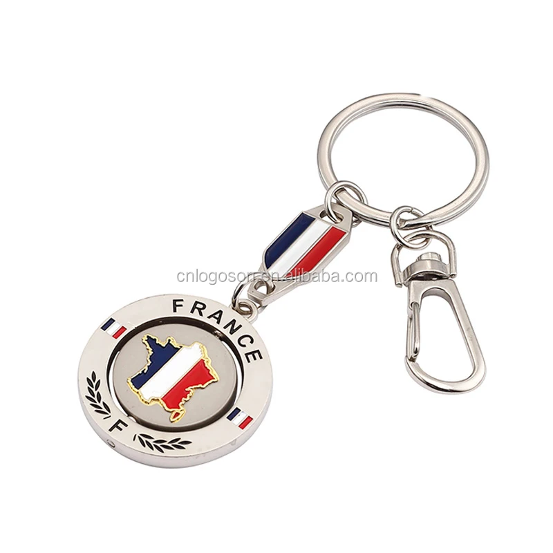 Keychain keyring embroidered patch double sided flag france de gaulle free 