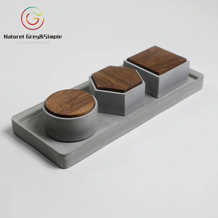 

Storage Box Grey Concrete Cement Wooden Lid Jewelry Box Gift Box, Senior ash