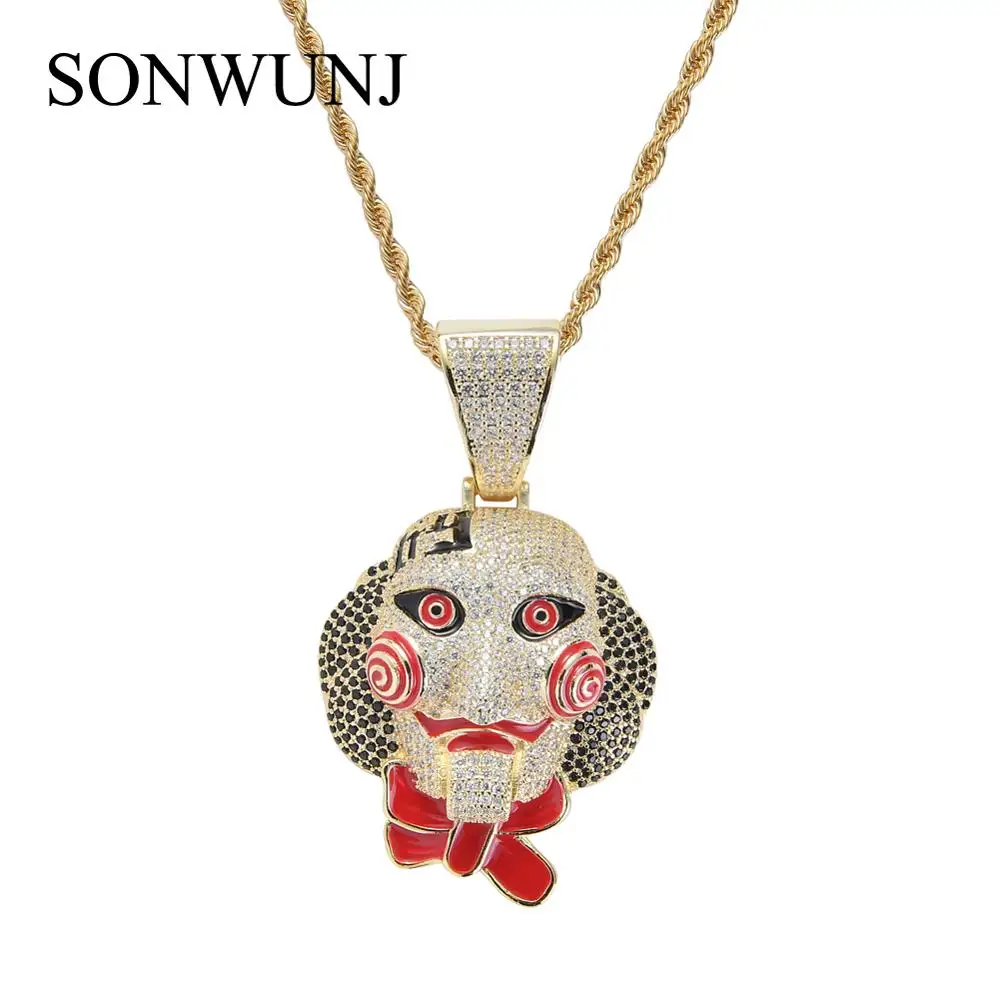 

CN068 Bling bling CZ jewelry Pendant Iced Out Cubic Zircon Necklace Gold Hip Hop gift Jewelry