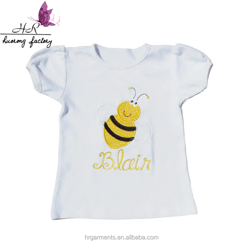 Bianco vestiti dei bambini ape plain t shirt boutique design bella ragazza camicetta