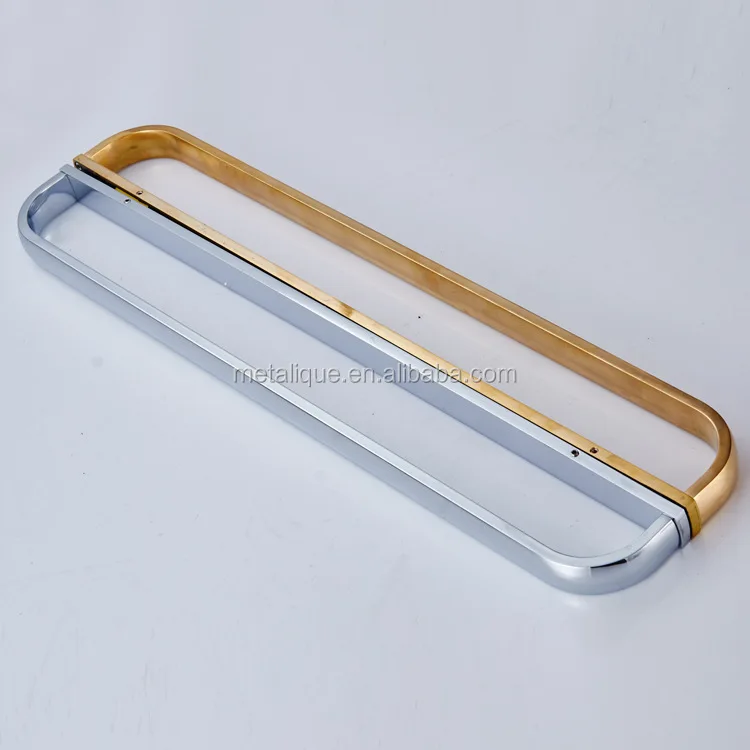 
Metalique Wall Mounted Bathroom Accessories Solid Brass Chromed Single Towel Rail Bar Rack Holder 