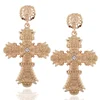 Punk Ethic Antique Jewelry Gold Cross Drop Dangling Earrings