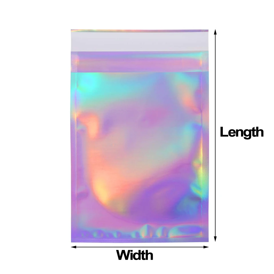 
New Custom Mylar Laser holographic bag with self-sealing tape 
