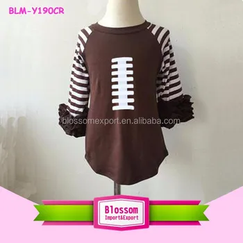 Boys Raglan Baseball T Shirts Latest Brown And White Design Usa Football Season Children Wear 