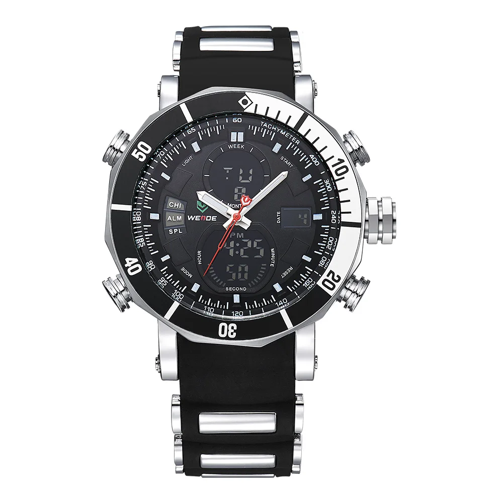 

2019 WEIDE New Products Silicone Sport Watches WH5203 Vogue Quartz Watch 3ATM Water Resistant Stainless Steel Back man watch