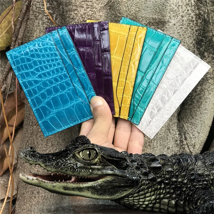 

Custom luxury atm card holder genuine crocodile leather credit card holder wallet