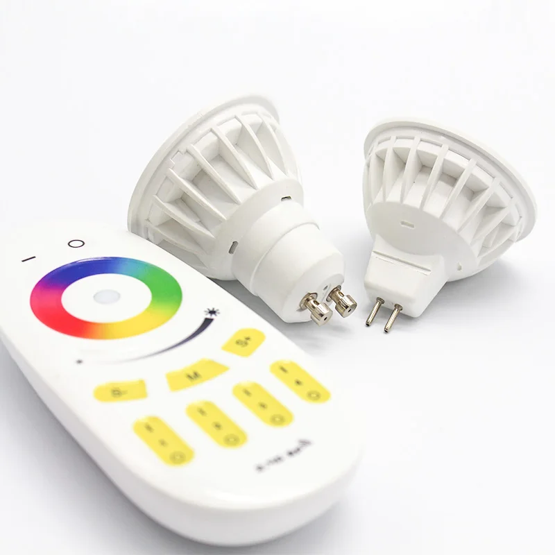 AC/DC 12V gu10 spotlight gledopto milight 4w CCT dual white+RGB color changing gu10 spotlight bulb factory good price