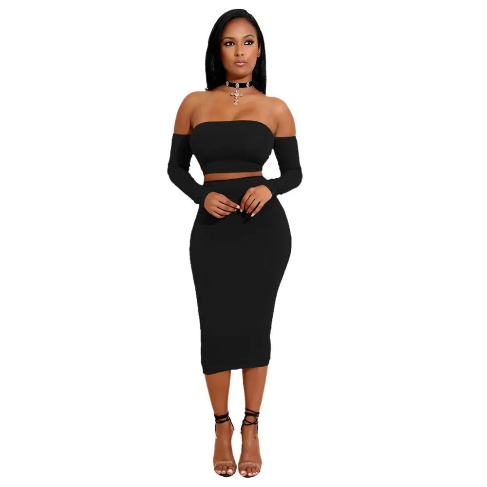 

High fashion womens clothing 2 pieces club sexy bodycon dress