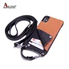 High quality design factory price genuine milled leather slim PU cell leather case with adjustable for iPhone X iPhone XS