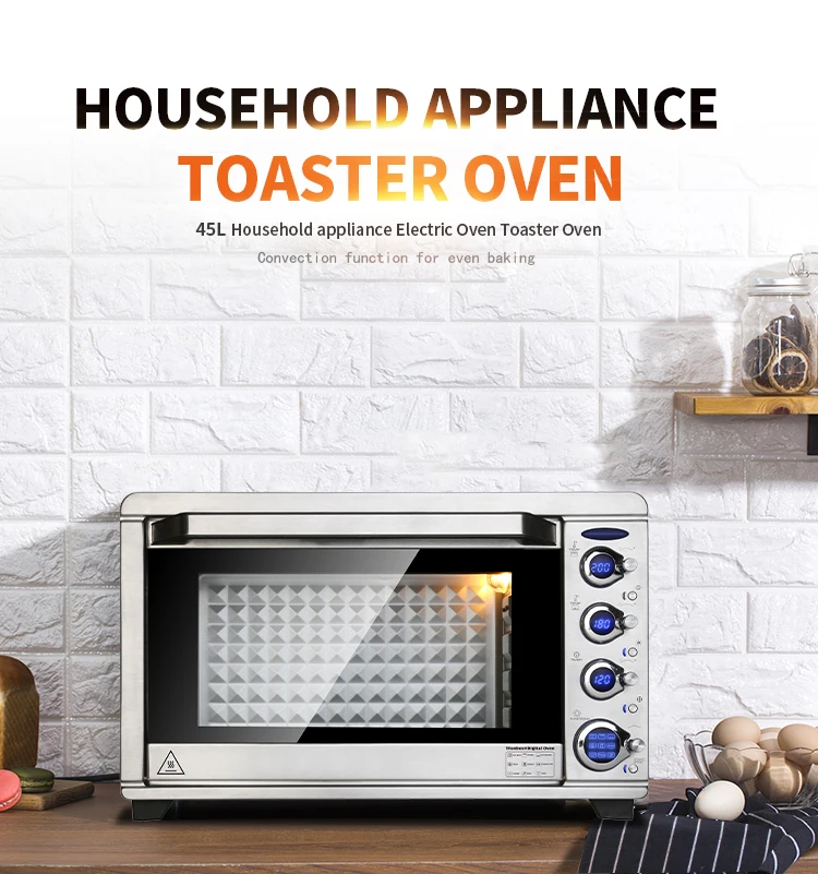 45l Kitchen Appliances Home Baking Bread Electric Digital Toaster Oven