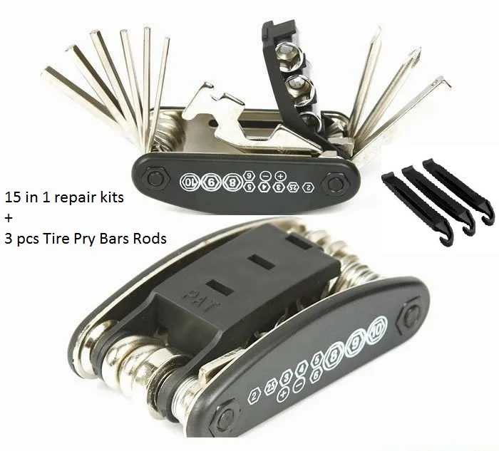 

2018 15in 1 Bike Repair Tool +3pcs Tire Pry Bars Rods Bike Bicycle Cycling Mechanic Repair Tool Kit Bike Accessory
