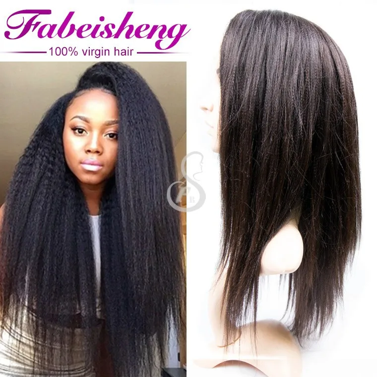 Elegant Natural Hair Style Yaki Lace Hand Tied Kinky Straight Full