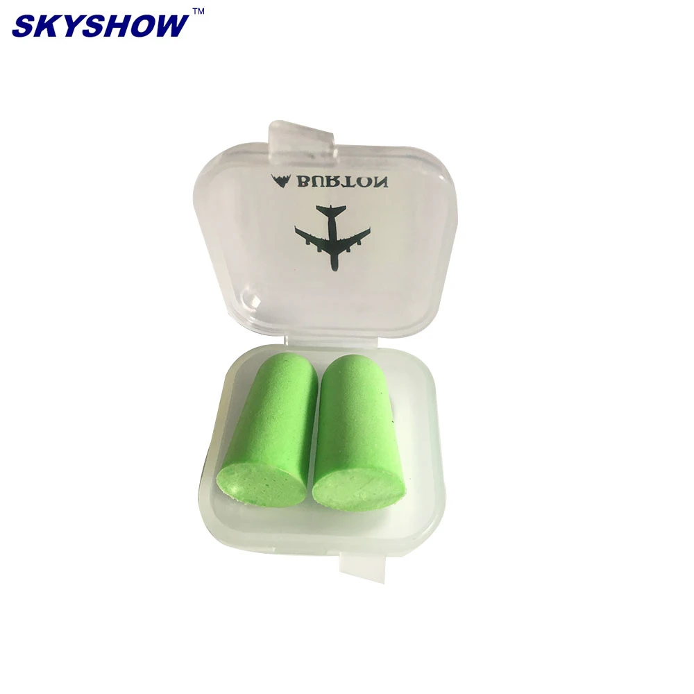
Custom Printing PU Foam Earplug with Plastic Box for Sleeping Airline Ear Plugs for Noise Reduction 