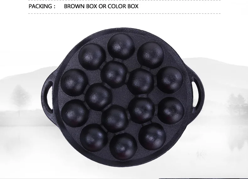 Metal material stocked feature pre-seasoned Cast iron Muffin Takoyaki baking pan