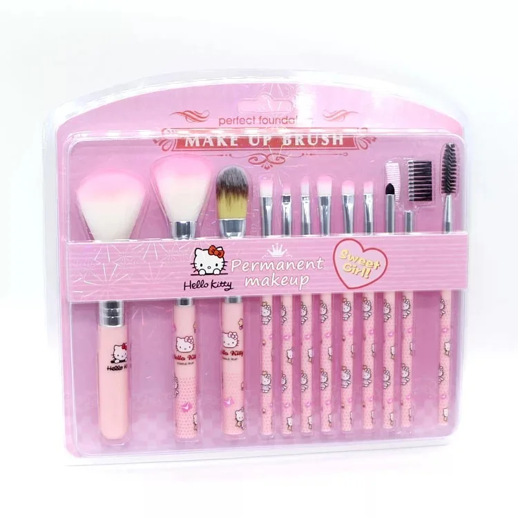 hello kitty 12pcs makeup brush set , with pvc box