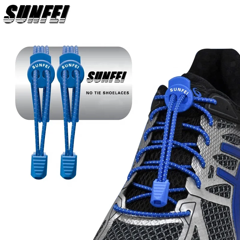 

custom printed no tie elastic polyester shoe lace lock Braided reflective laces lazy rubber round no tie shoelaces sneakers