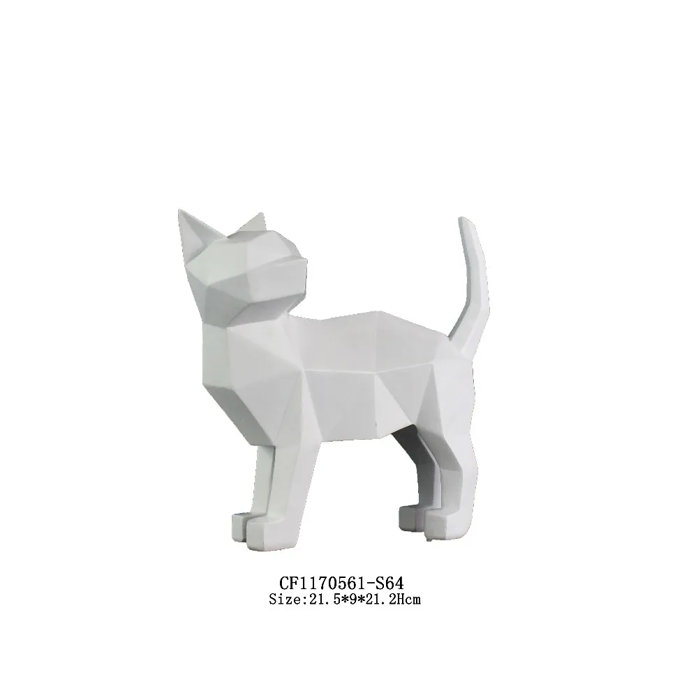 Nordic Style White Animal Figurine cats sculpture Resin Home Decor details