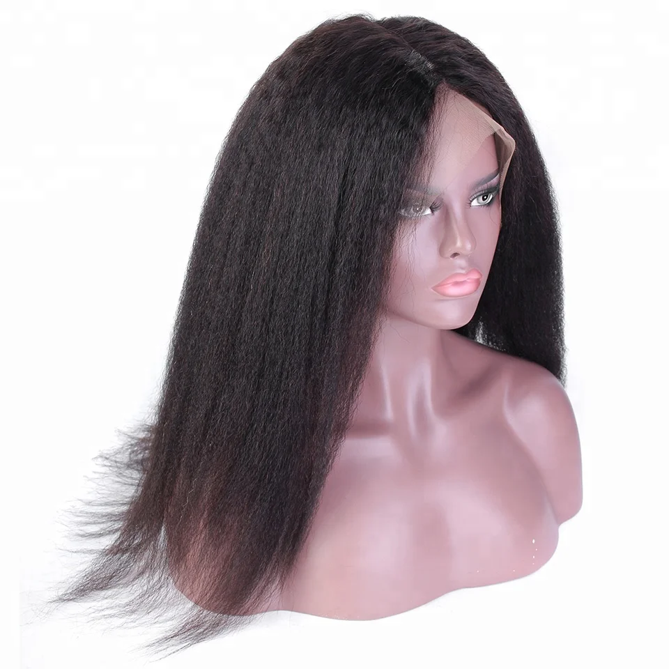 

Human Kinky Straight Elastic Band Brazilian Hair Glueless Full Lace Wig