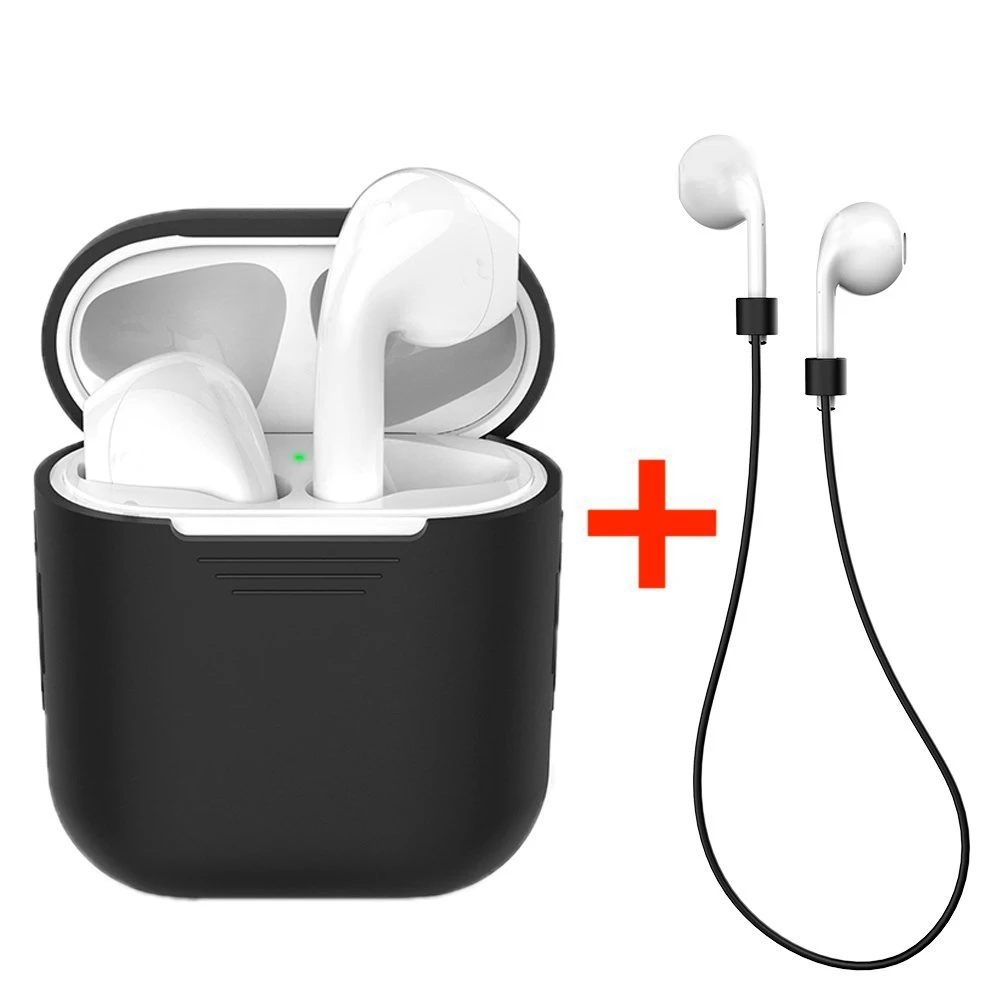 

Accessories Protective Silicone Cover Case for Airpod with Anti Lost Silicone Strap, Case 11 colors;strap 7 colors