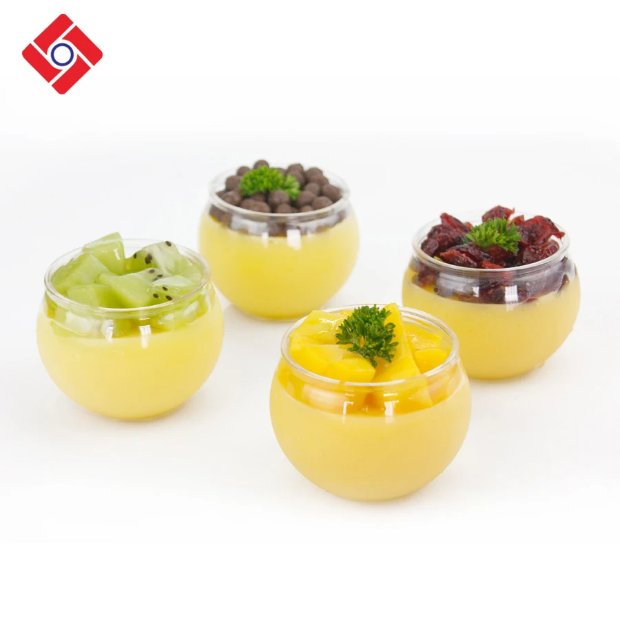 Round Ball Shape Plastic Cup Dessert Pudding,Wholesale Disposable Clear