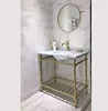 37''x 23''x 36''Golden commercial bathroom vanity units, 304 stainless steel floor stand single sink vanity