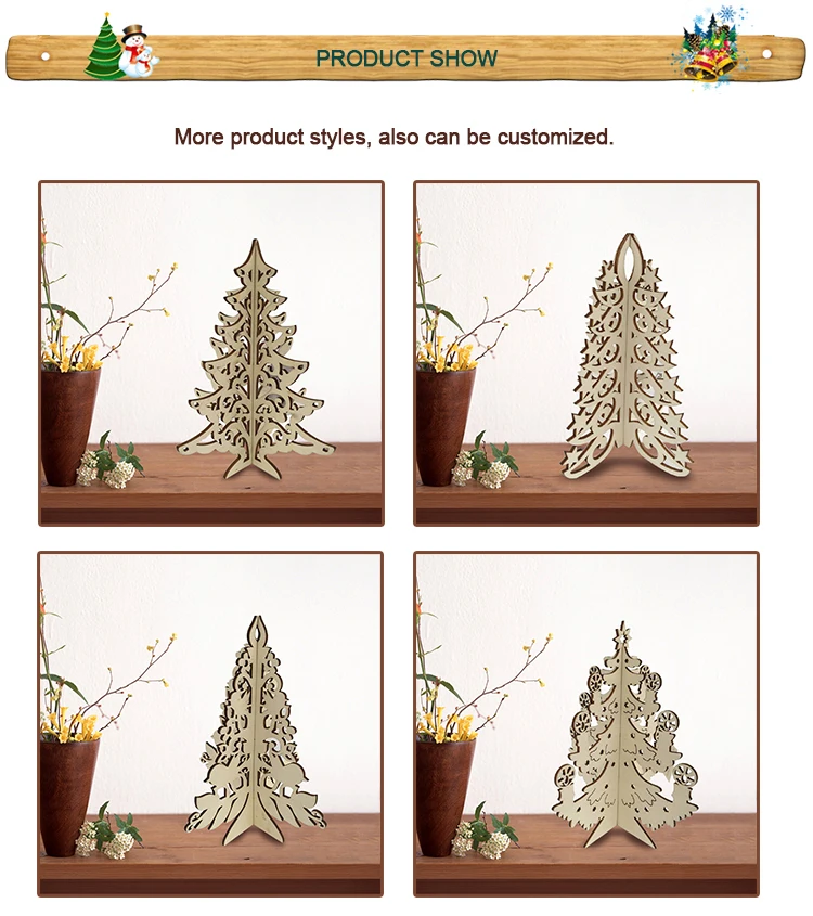 Wholesale lasered cutting wood artificial christmas tree