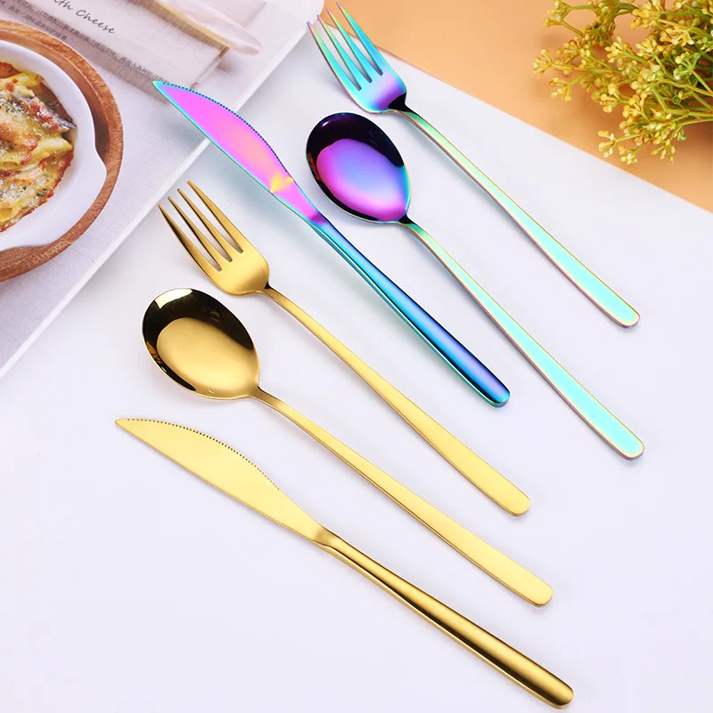 

Travel Stainless Steel Set Cutlery with Portable Colorful Pouch Fork Spoon Knife 3pcs Camping Set with Custom Logo, Customized