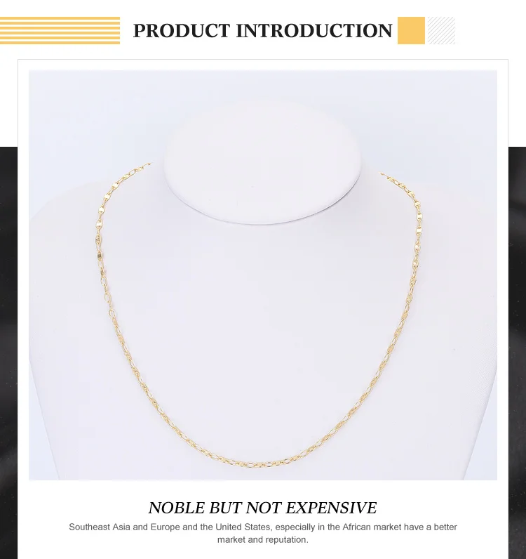 Fashion Jewelry Necklace For Women 18k Gold Plated Simple Style Chain