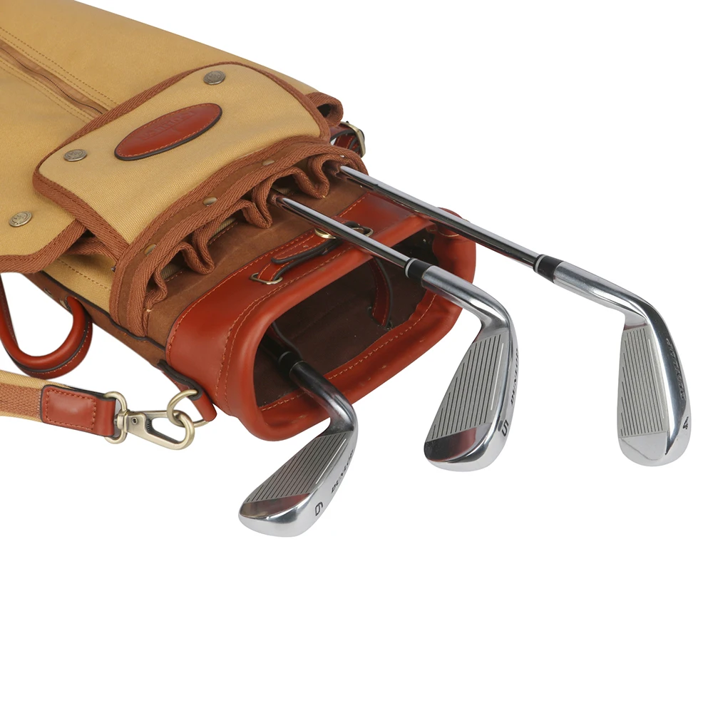 Canvas And Leather Golf Bag Club Bag Golf Range Pencil Bag With Ball Pocket Buy Golf Bag