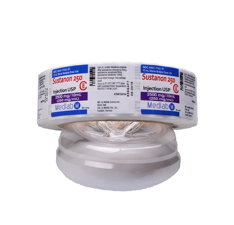 Custom accepted PP Sustanon250mg/ml injection USP 10ml sterile multiple dose vial label roll printed