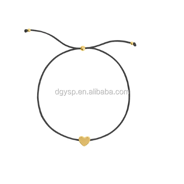 Inspire stainless steel jewelry promotional jewelry braided heart cord bracelet simple wax string bracelet adjustable