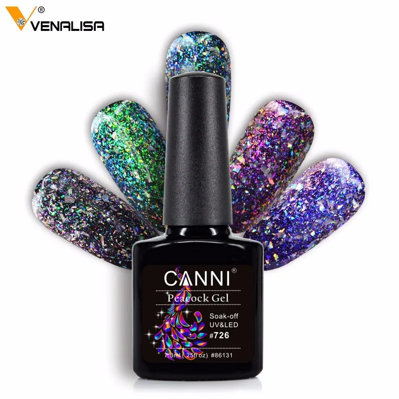 Nail Art Canni Supply New Soak Off Black Base Peacock Gel Polish Starry