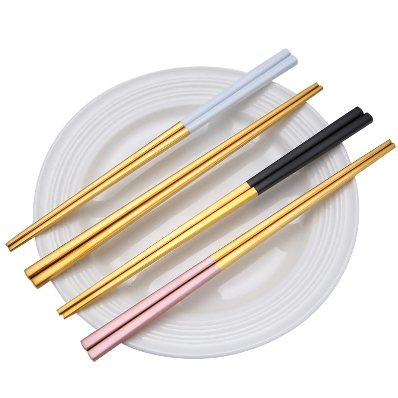 

All square type 304 stainless steel plated chopsticks, Gold,white,black, pink,etc...