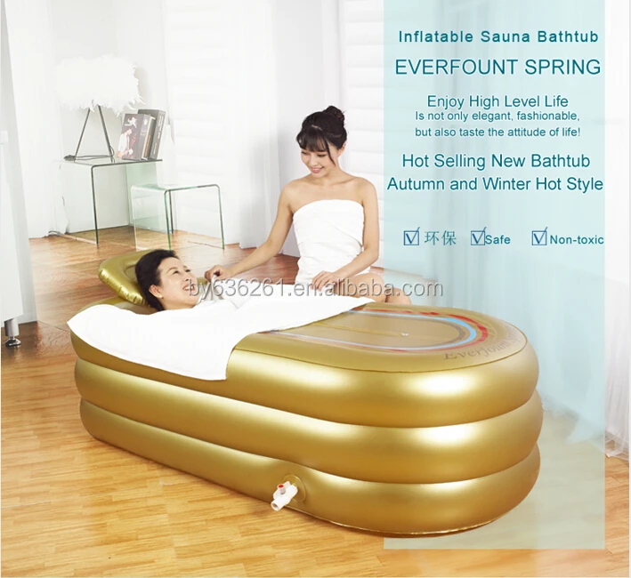 

"EVERFOUNT SPRING" Golden Color Large Size Inflatable PVC Bathtub For Parents Gift with CE and RoHS Certificates, Golden/blue/pink, can also customize your color