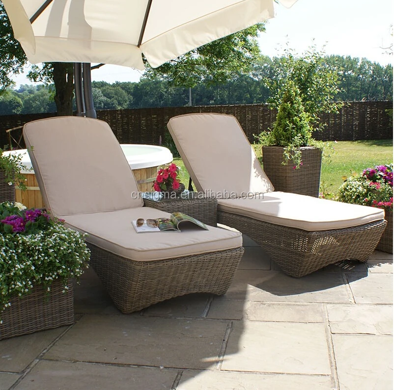 Hot Outdoor Setting Garden Fibergl Wicker Chaise Furniture Fibergl Wicker Chaise Furniture