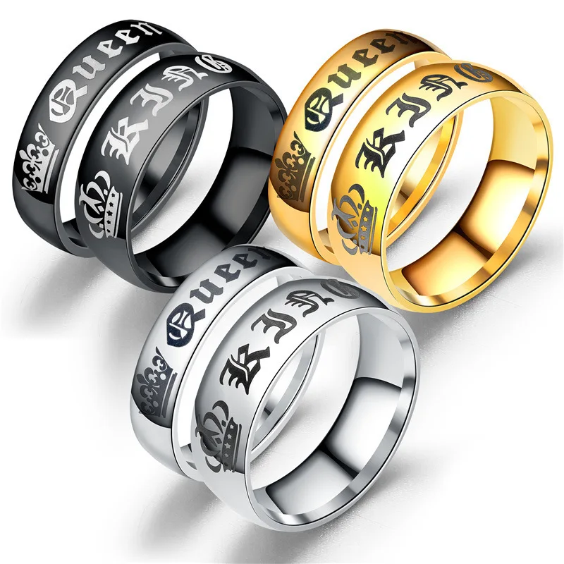 

Fashion Men's and Women's Couples Gothic Rock Vintage Crown Ring Party Jewelry Set