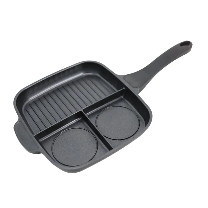 

Stocked Multifunction Non-Stick 3 in 1 Frying Pan Grill Fry Oven Meal Skillet BBQ Barbecue Plates Eggs Steak Breakfast Pan, Customized