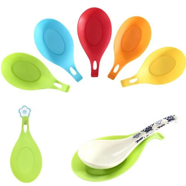 

Silicone Spoon Rest Pad Heat Resistant Kitchen Utensil Spatula Holder Cooking Tool Food grade Spoon Holder, Customized