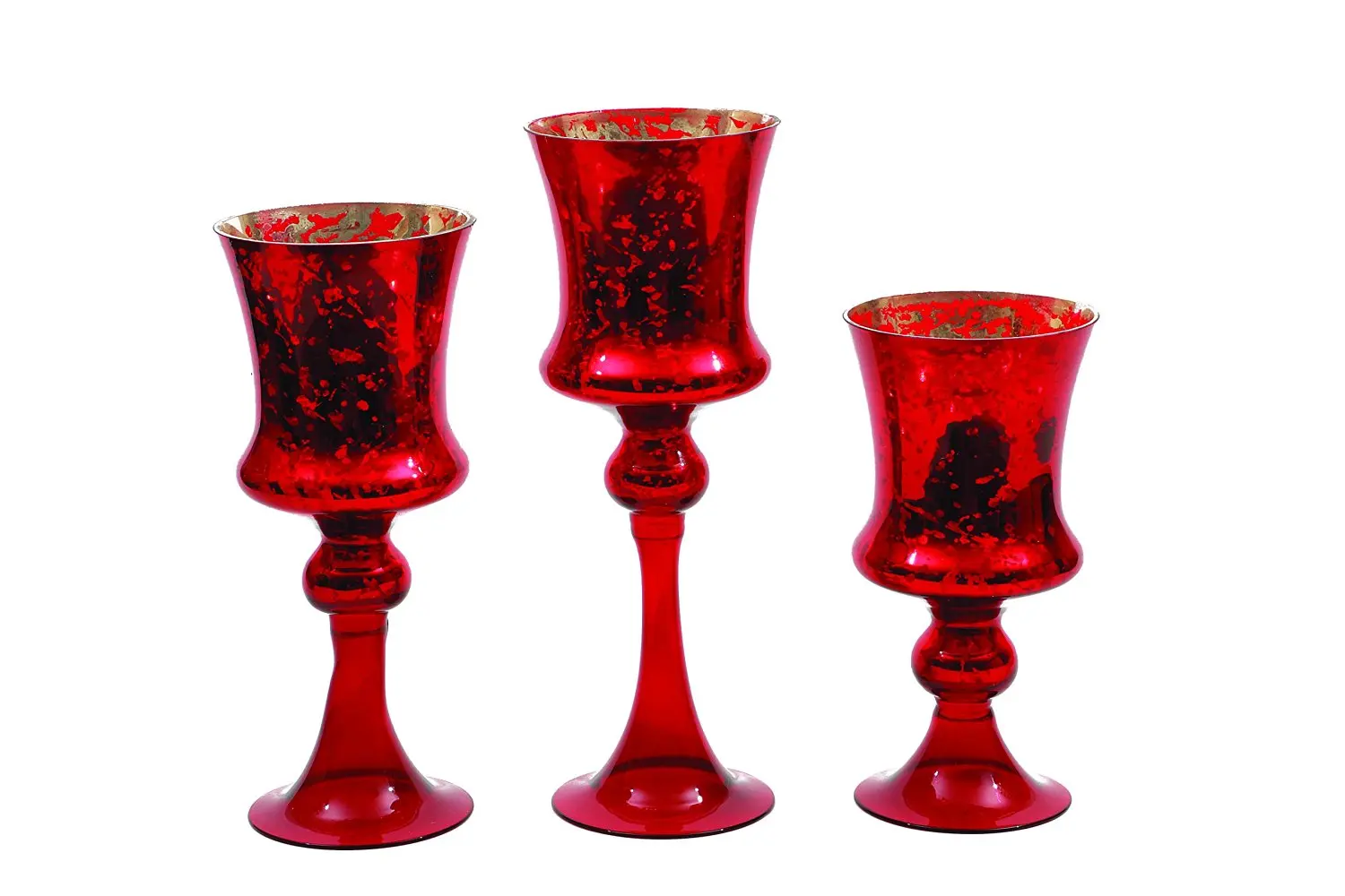 Creative Co-Op Glass Footed Votive Holders (Set of 3), 13.75"H, 11.75&...