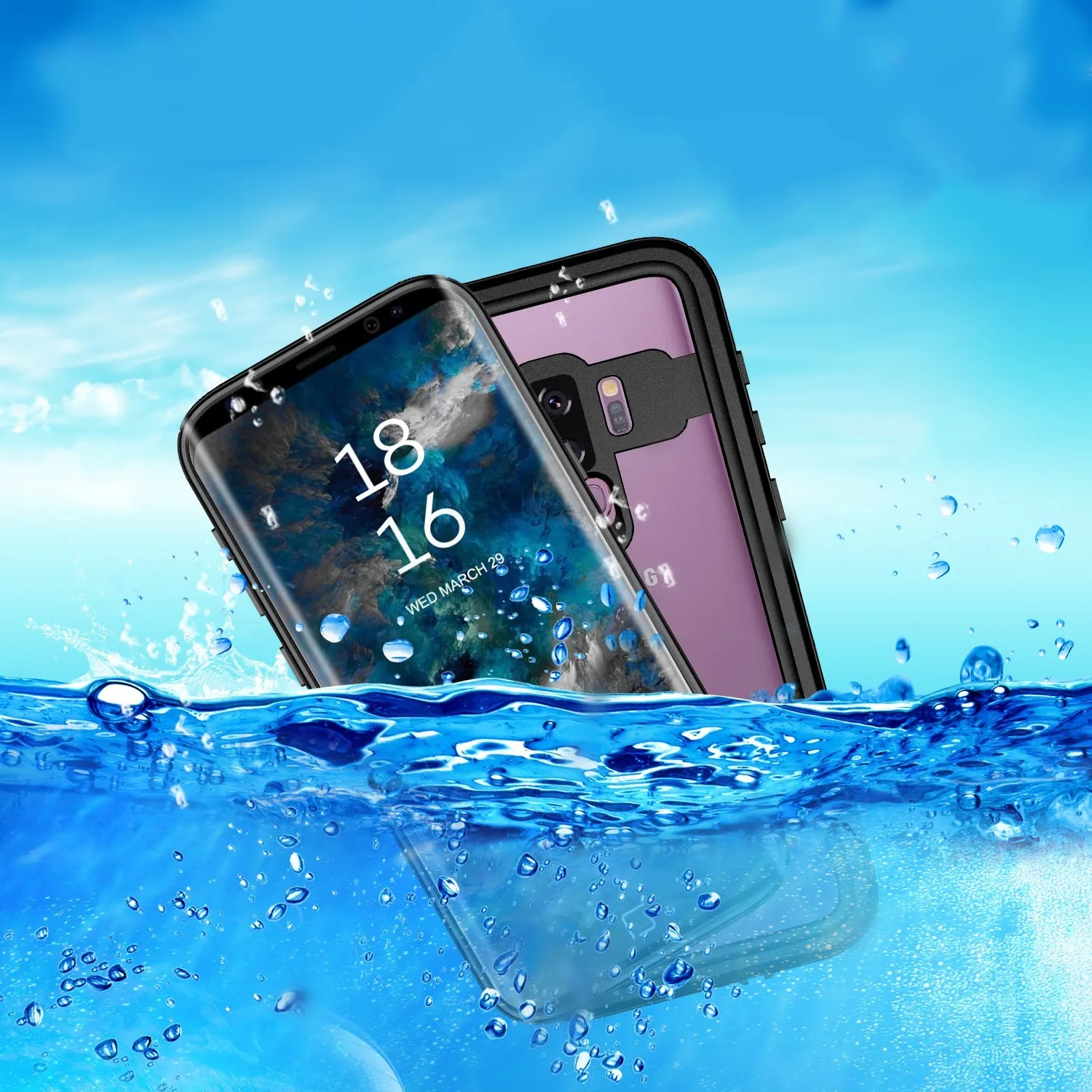 

Hot selling detachable swimming waterproof shock proof charger battery cell case for Samsung S9 Plus