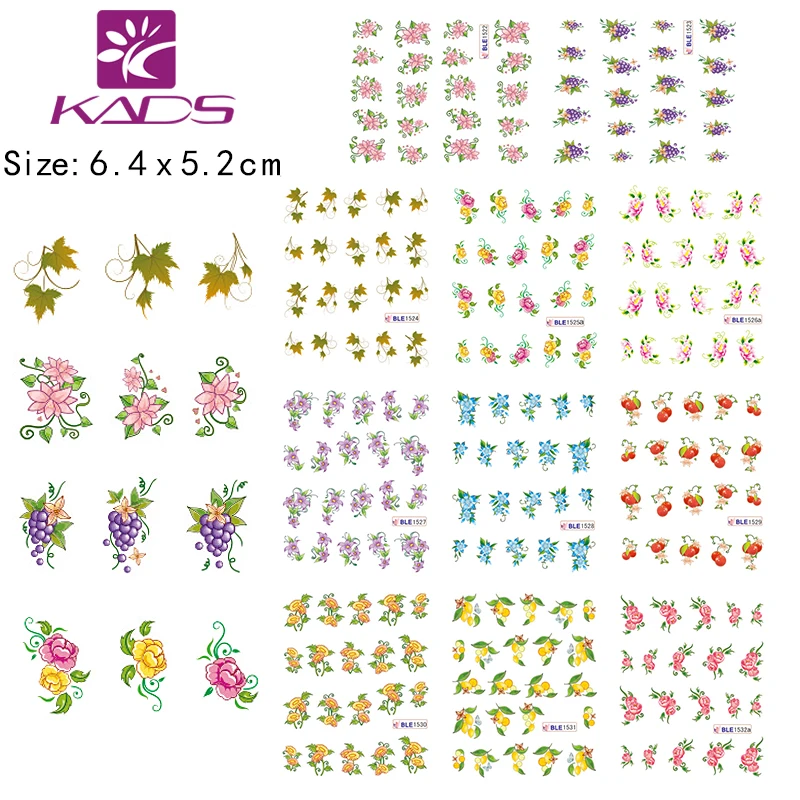 BLE1522 1532 Fruit Flower green leaf grape Nail Art Tips designs nails stickers for Water transfer