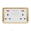 Home use PC 250V white+ gold double 3 Pin Plug 13A switched socket