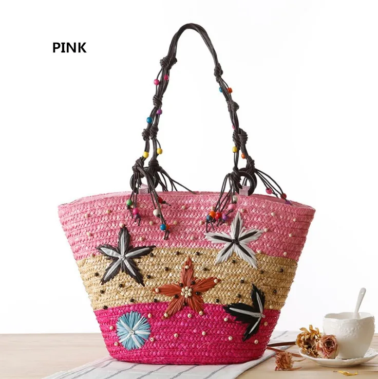 

Wholesale Bohemian Style Embroidery Straw Beach Bag for Girls