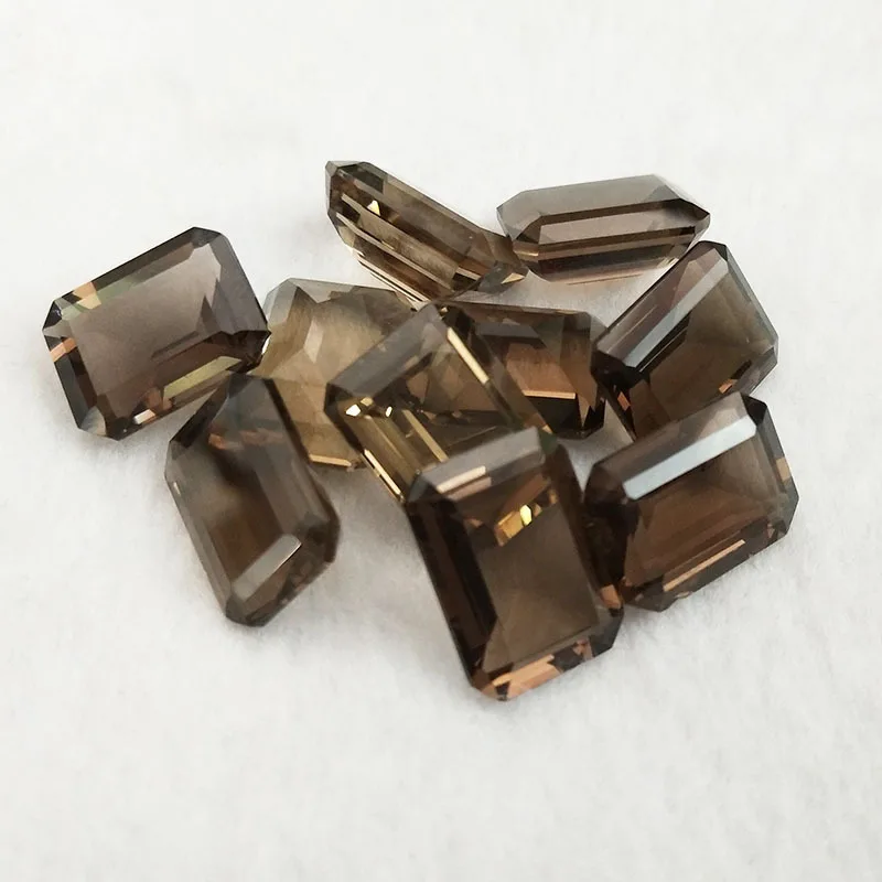 

Natrual Gems Loose Gemstone AAA+ Smoky Quartz using for DIY Jewelry Making and Blank ring for inlay Emerald Cut OCT