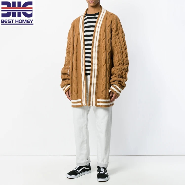 Mens Oversized Wool Acrylic Blend Chunky Knit Open Knit Long Mens Oversized Wool Acrylic Blend Chunky Knit Open Knit Long