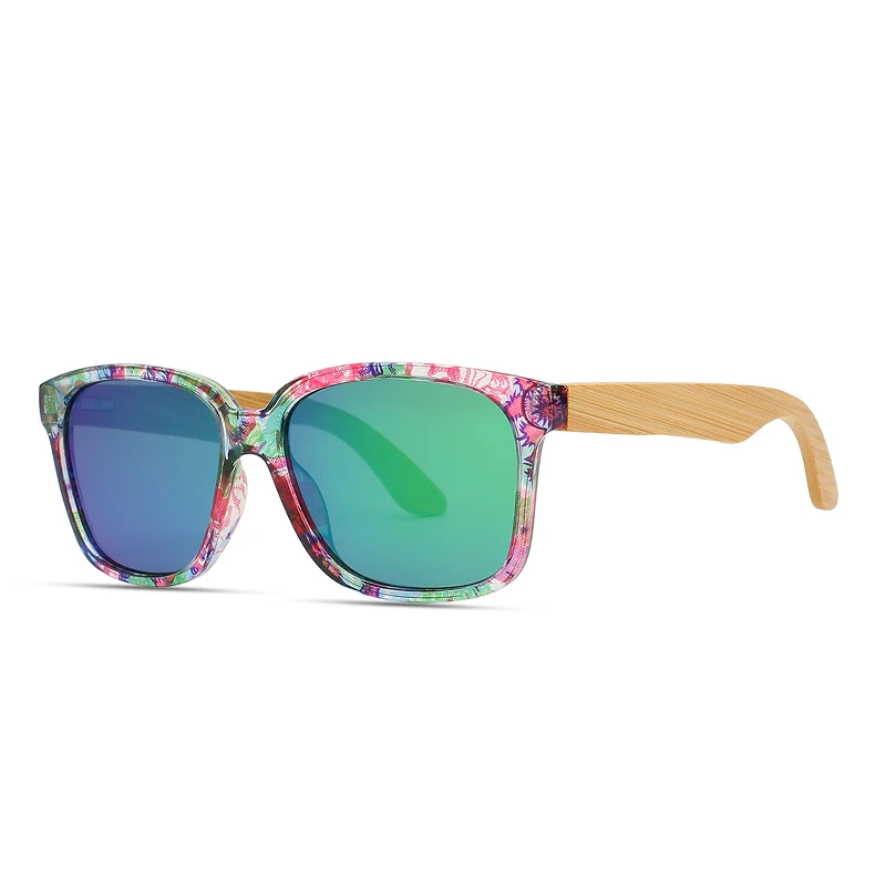 

Fashion Square Red Flowers Frame Polarized Women Men Sunglasses, 5 colors