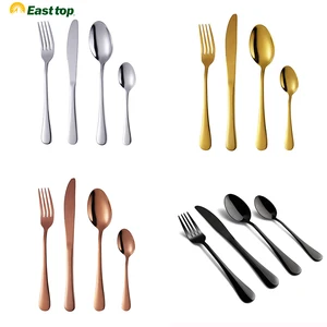 Reusable metal matt black travel cutlery wedding gift set stainless steel mirror rose gold 4/16/24 pcs cutlery set
