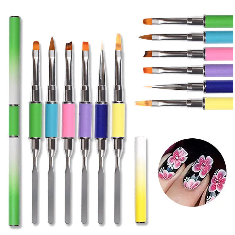 

New PolyGel 2 in 1 Nail Art Pen Slice Brush Dual-Ended Slice Shape Tool Polish