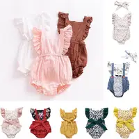 

New Infant romper baby kid climbing romper 100% cotton back hollow out ruffles romper girl kids summer rompers 0-2T Baby & Kids