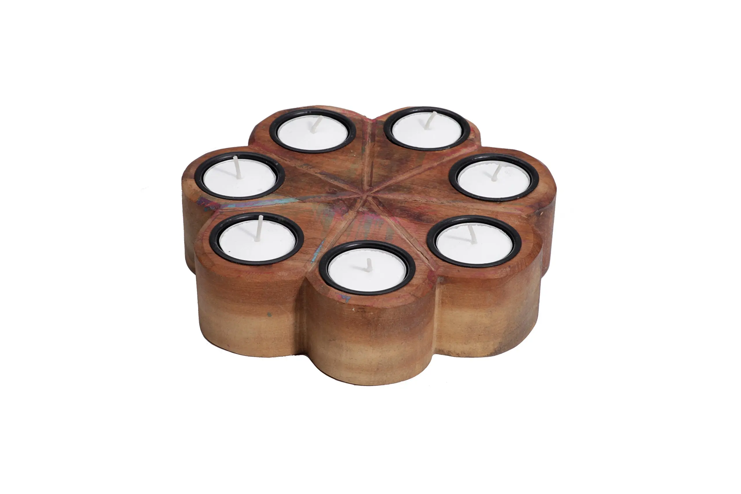 Buy Tealight Candle Holder - 7 Tealight Candle Holder - Reclaimed Wood
